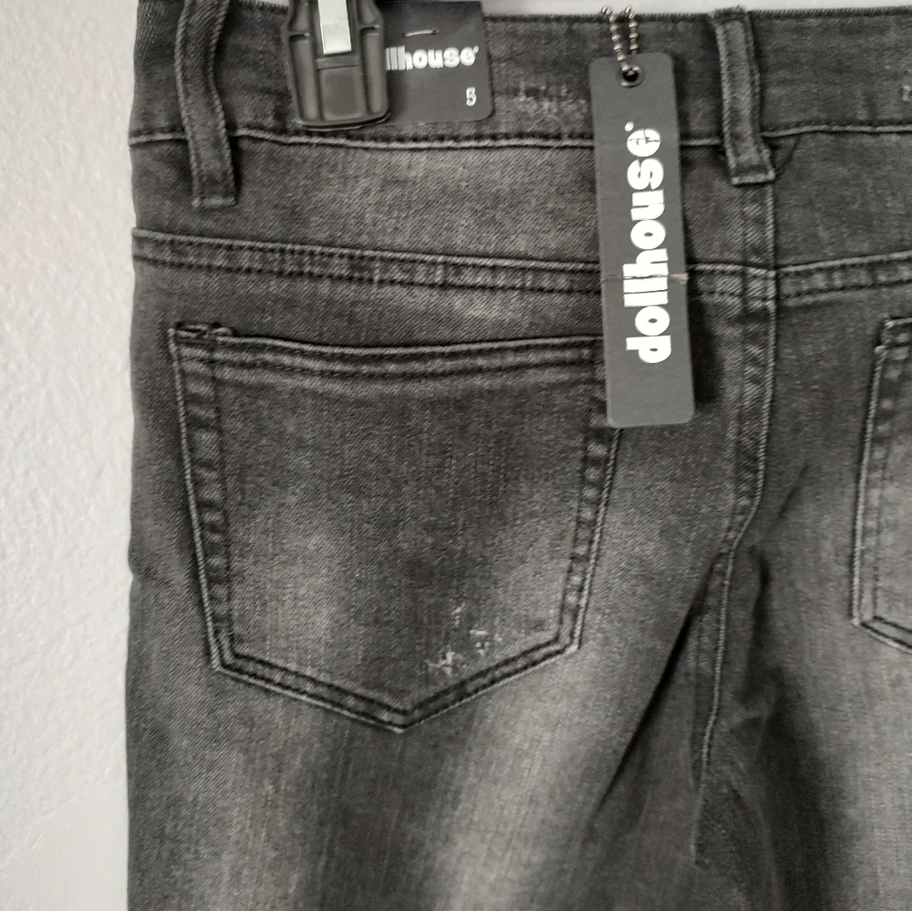 Jeans Dollhouse Womens Juniors Sequinced Distressed  Black Size  5 New With Tag